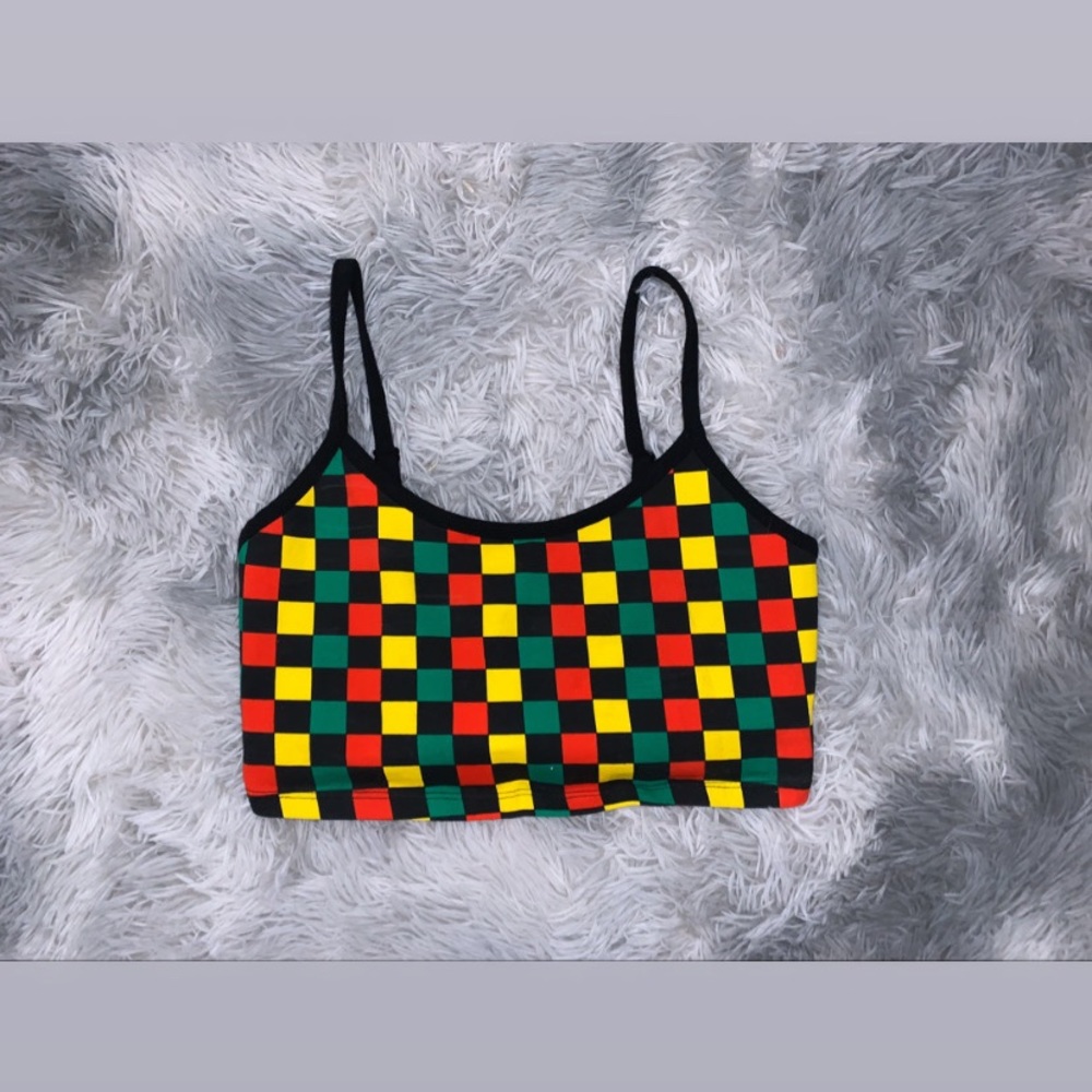 Checkered spaghetti strap top ❤️💛💚
